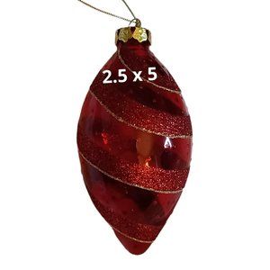 Christmas Ornament Clear Red w/Sparkle Swirls 2.5" x 4.75" Keepsake